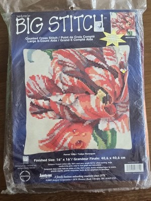 Janlynn's Big Stitch Counted Cross Stitch Pillow Kit Parrot Tulip 023-0362 16x16