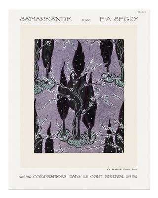 Elegante Jugendstil-Wandkunst von E.A. Seguy Art Nouveau Abstrakt Nat