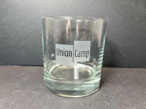 Union Camp Paper Company Logo Vintage Promotional Rocks Whisky Glass Tumbler