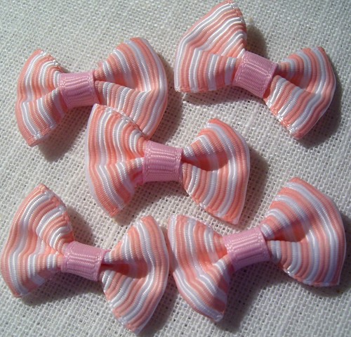 LOT 5 Appliques NOEUDS Papillon Ruban RAYURE 30 mm couture scrapbooking Barrette - Picture 3 of 14