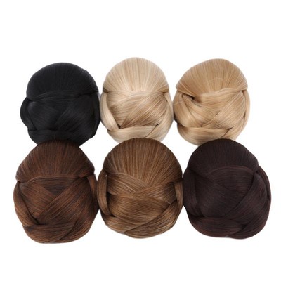 New Braided Clip In Fake Hair Bun Hair Chignon Fast Donut Roller