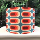 Lampshade West German MCM Retro Mid Century 70s Lamp Shade Groovy Blue Orange v2
