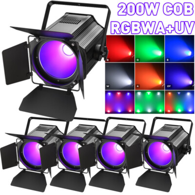 4X 200W RGBWA+UV Par Stage Light COB LED DMX DJ Disco Party Lighting Wash Lights