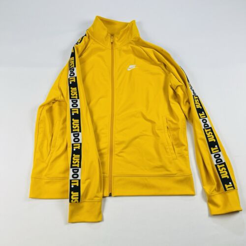 Nike Track Jacket Men's Zip Yellow Just Do It Logo Down The Arms Size: XL - Picture 4 of 20