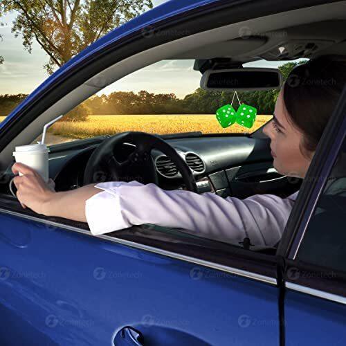 Pair of Retro Square Mirror Hanging Couple Fuzzy Plush Dice with Dots for Car - Picture 4 of 6