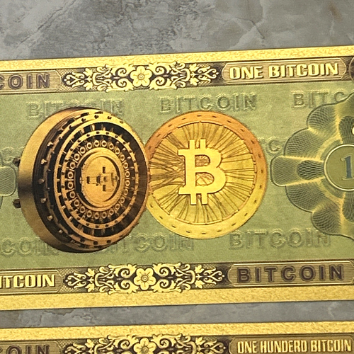 2 PACK 💥100 & 1 Bitcoin BTC Bank Note Crypto Banknote 24K Gold Foil - Picture 5 of 13