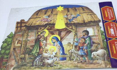 Vintage Denmark Buzza 3D Nativity Advent calendar sealed 24 Windows To Open