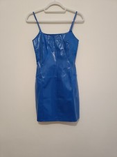 Nasty Gal blue vinyl mini dress size 6 new with tags Halloween 