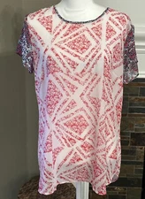 CAbi #732 Lightweight Spring Summer Travel Coquette Tee Top Blouse Size Medium