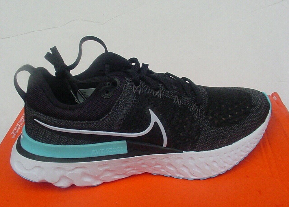 Nike Womens React Infinity Run Flyknit 2 Running Shoe Aqua Blue Black White Size 6 No Box