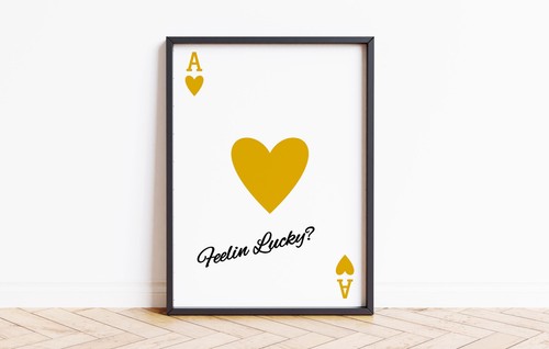 Ace Heart Playing Card Feeling Lucky Print Quote Poster Wall Home Decor 9380 - Picture 4 of 12