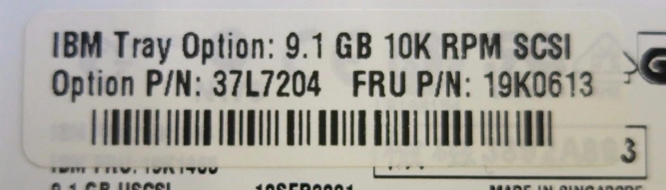 IBM 37L7204 19K0612 9GB 4MB 10K RPM 80 Pin Ultra160 SCSI 3.5" Hot Swap HDD - Image 2 of 2
