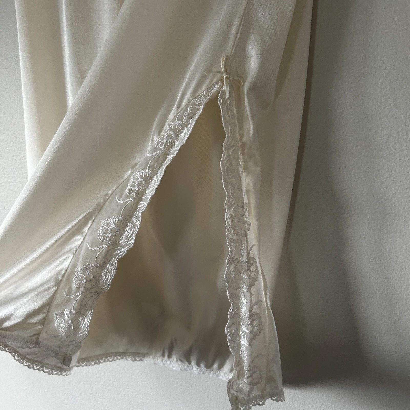 Cream Lace Half Slip Satin Slip Skirt Gem