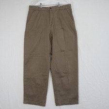 Chaps Pants Mens 36x30 Relaxed Fit Khaki Chino Business Casual Flat Front Brown