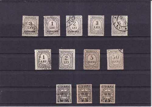 SA37d Romania 1920's - 1930's selection of Postage Due, used stamps