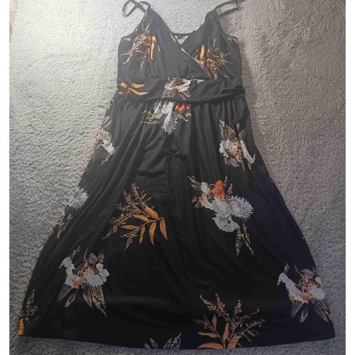 Ouges Floral V-Neck Sleeveless Womens Dress Size XL Boho Beach Vacation Summer