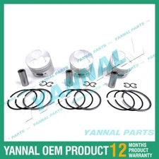 3Pcs Piston With Piston Ring+0.5mm For Kubota D1005 engine (oversize)