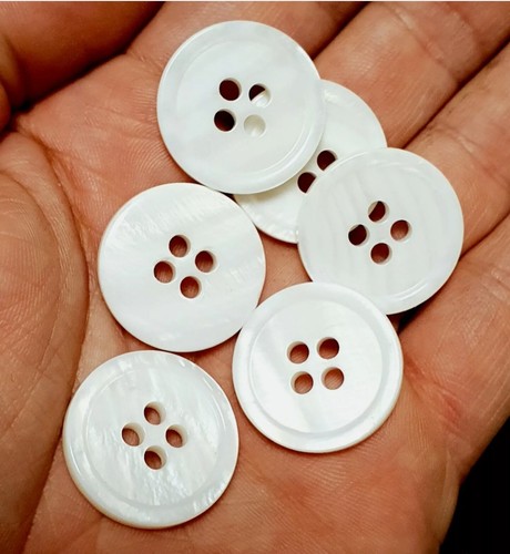 6 Stück Knöpfe Knopf 100% aus Echt Perlmutt knöpfe Weiß Hohe Qualität ☆☆☆☆☆ - Bild 5 von 8