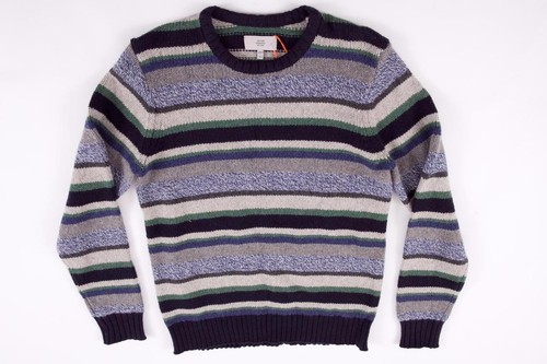 JACK SPADE MENS GRAY BLUE STRIPED CREW NECK WARM PULL OVER WOOL SWEATER M NEW - 第 1/4 張圖片