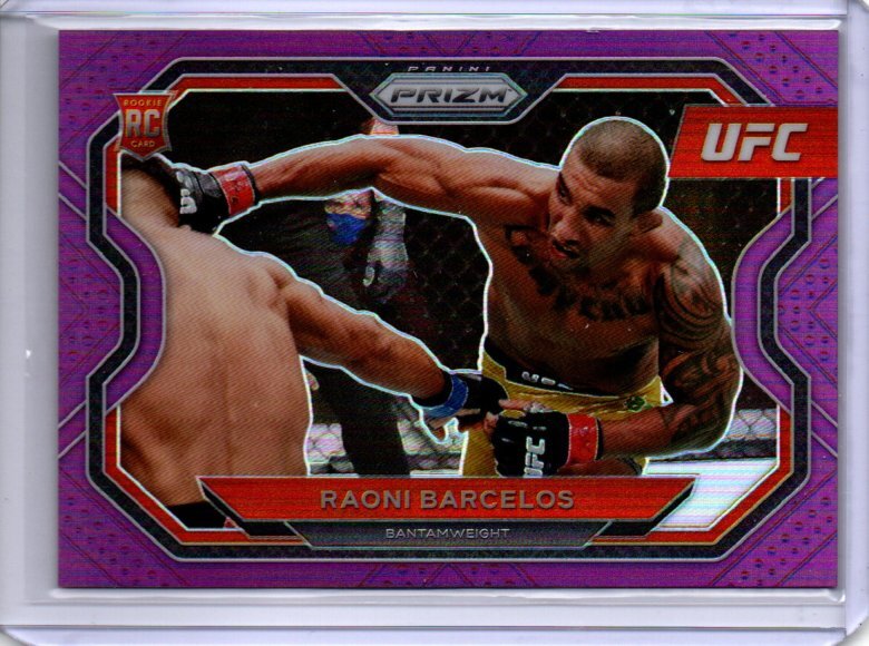 RAONI BARCELOS 2021 PANINI PRIZM UFC PURPLE PRIZM RC #D 76/149