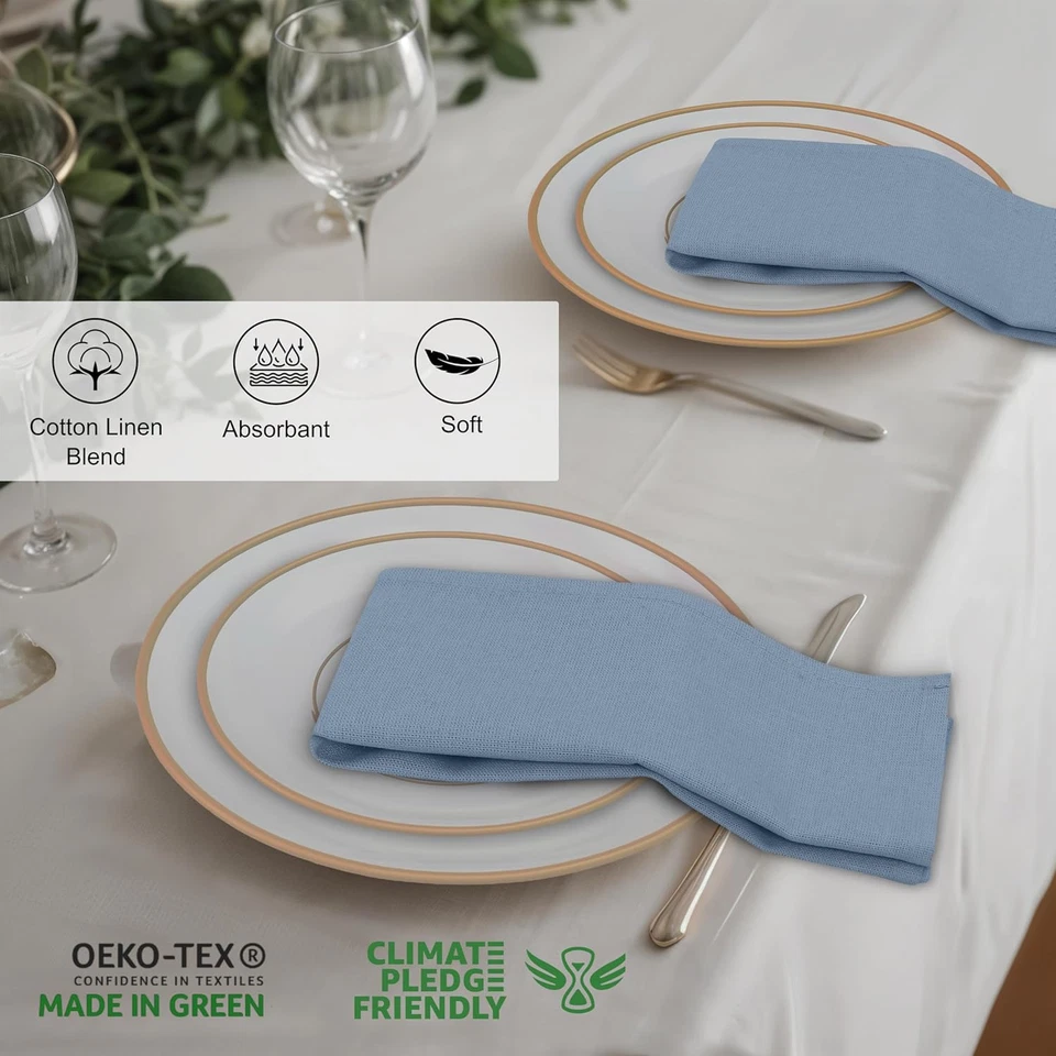 Juego de 12 servilletas de lino, servilletas de tela 18X18, mezcla de algodón y lino servilletas tela con Foto 3 de 4