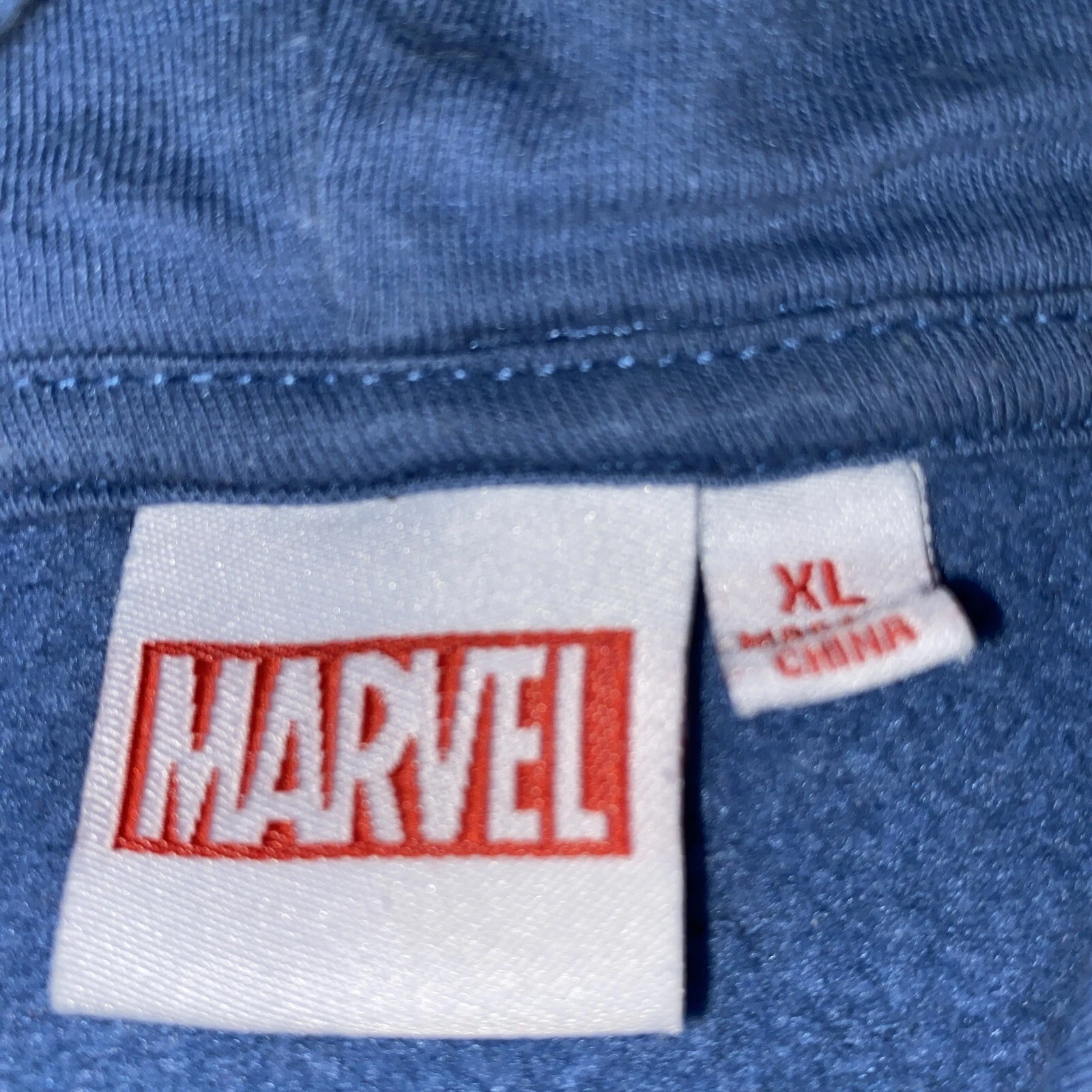 VETEMENTS Felpa Marvel Adulto Blu Felpa con Cappuccio Pullover Tasche Cartone Animato Uomo XL