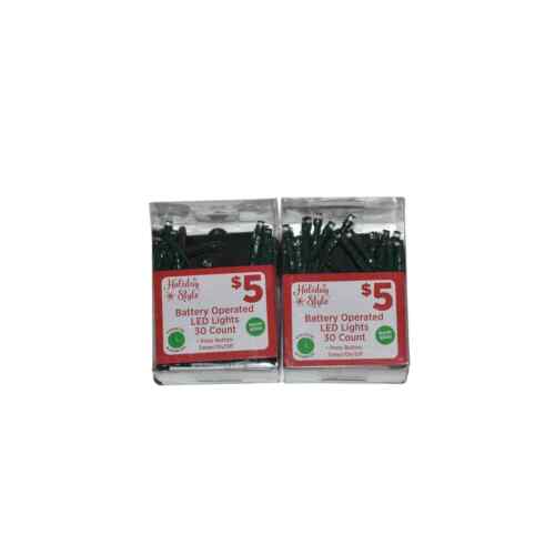 New 2 Pack LED Battery Operated Christmas Lights 30 Count Multi Color Green Wire