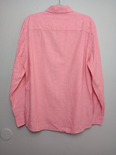 Marc Anthony Shirt Mens XL Pink Slim Fit Linen Blend Short Sleeve Button Up - Picture 3 of 6