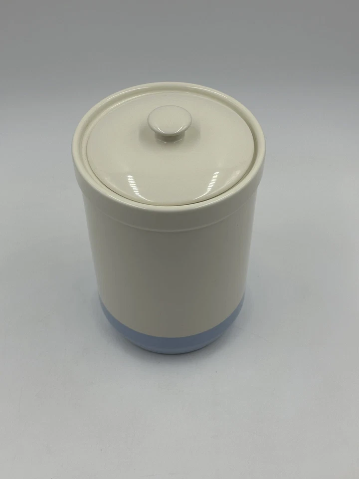 Vasilha de dinheiro Mason Bakewell grés Inglaterra 1800 azul marfim 8 polegadas - Imagem 4 de 4