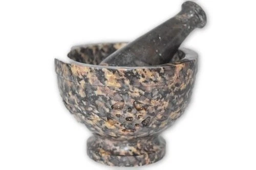 Brown Star Carved Soapstone Mortar & Pestle