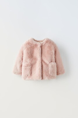 ZARA Baby Girl Pink Faux Fur Coat Jacket 3-6 months BNWT Adorable! Runs Big