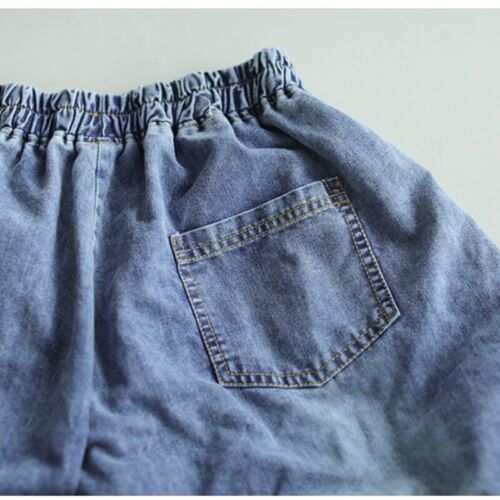 Lady Wide Leg Denim Pants Trousers Jeans Baggy Casual Elastic Waist Loose Pants - Picture 9 of 10