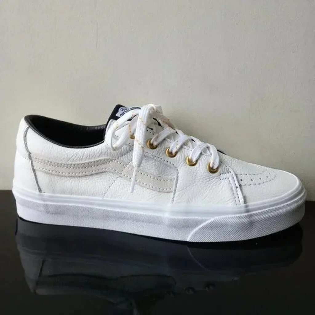 Vans Men's Sk8-Low Leather Low Top Sneaker in Ture White | eBay Vans Men's Sk8-Low Leather Low Top Sneaker in Ture White | eBay