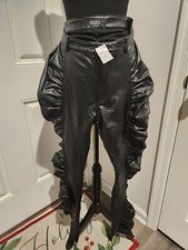 Akira Pants Women's XL Black Faux Leather High Rise Skinny Ruffle Pants
