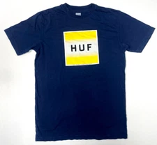 HUF DBC Worldwide T Shirt HUF Square Logo 100% Cotton HUF Blue wash