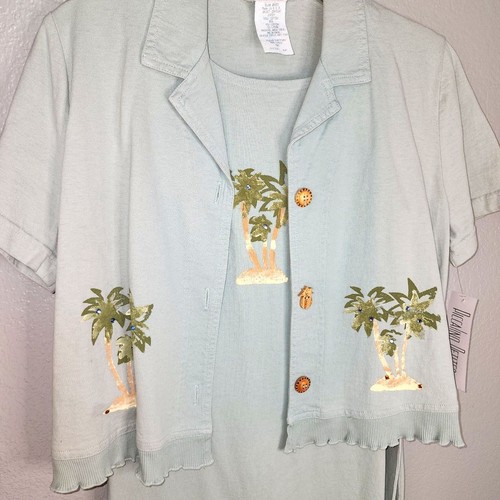 Nuevo con etiquetas Vestido sin mangas tejido jersey de dos piezas Piccalino Petites vintage con chaqueta talla 4P - Imagen 7 de 7