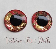 Blythe Doll Red Gold Glitter Eyechips Metallic Eye Chips 14mm Custom Furby Bjd