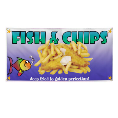 Vinyl Banner Multiple Sizes Fish & Chips Restaurant Cafe Bar B Restaurant & Food