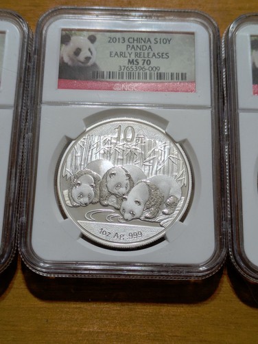 2013 MS70 NGC S10Y RED LABLE CHINA SILVER PANDA (3 COINS) BULLION - Picture 5 of 14