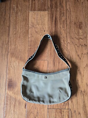 DKNY CITY Small Hobo Bag Shoulder Bag Purse Nylon Black / Sandy