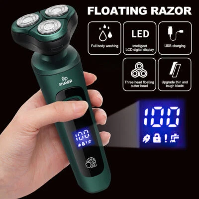 Mens Electric Shaver Razor Wet Dry Rechargeable Rotary Cordless USB Charging UK