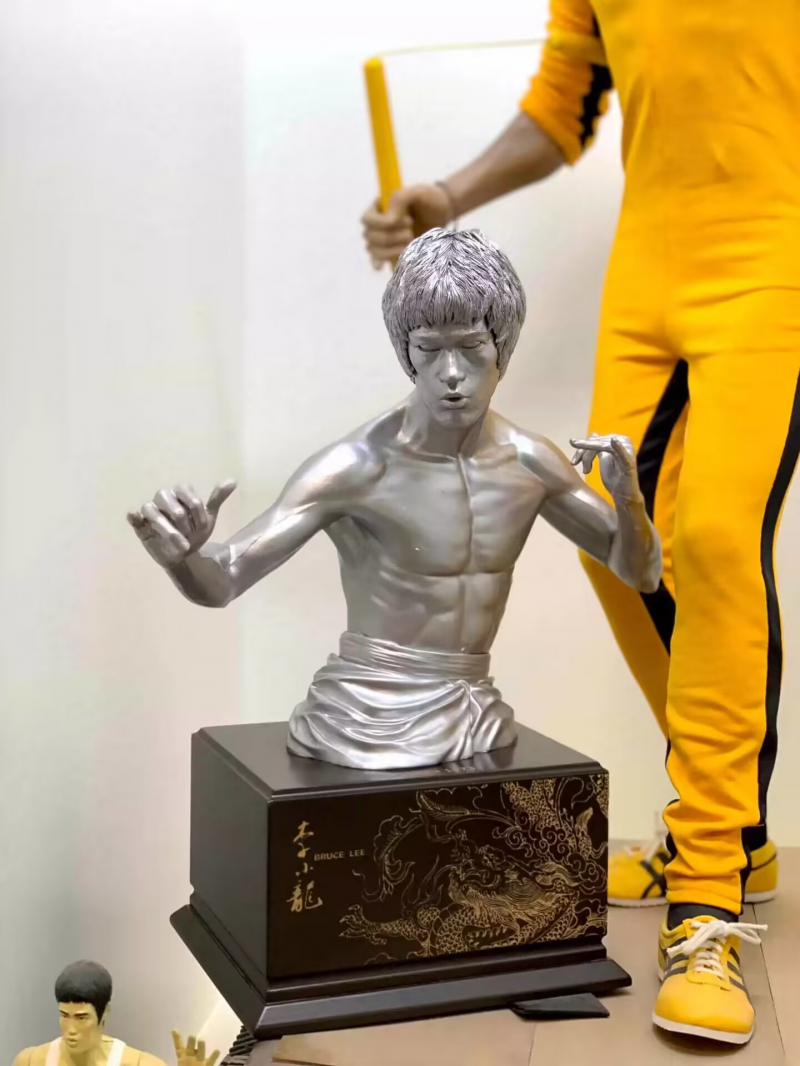 Enterbay Hd-1001 Silver Enter The Dragon Statue Bruce Lee 1/4 Bust