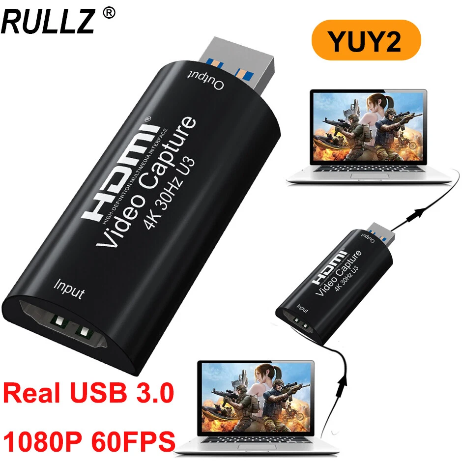 Video Capture Cards, 4K HDMI to USB Video Capture Device, 1080P HD 30fps  Broadcast Live and Record Video Audio Grabber for Gaming, Streaming