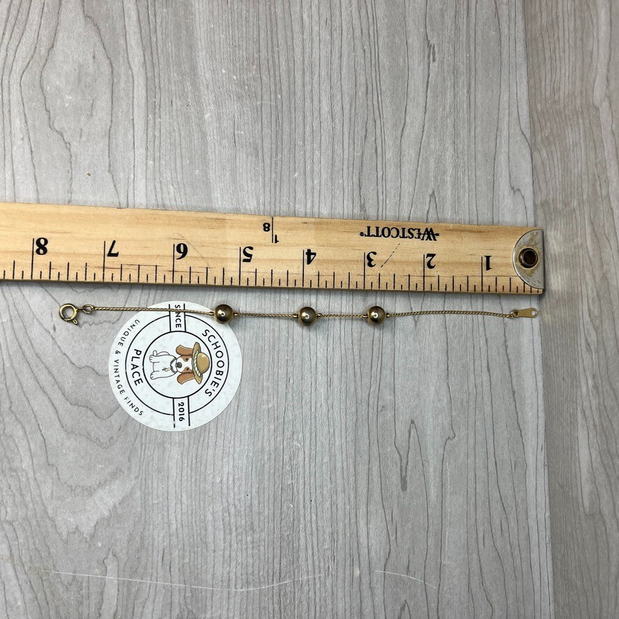 Claire's Chain Ankle Bracelet Metal Beaded Ball 7.5"L Anklet Goldtone