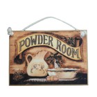 Country Printed Quality Wooden Sign With Hanger Powder Room Bathroom Plaque