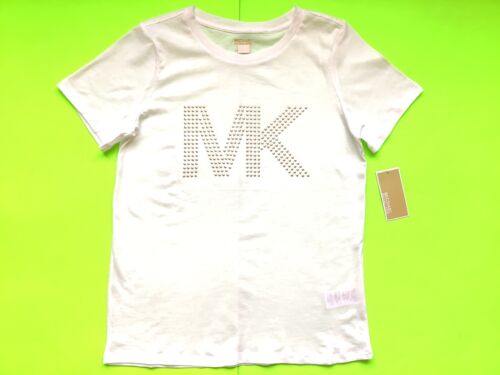 MICHAEL KORS Women’s Short Sleeve T-Shirt Size MEDIUM White w/Gold MSRP $78.00 - Picture 1 of 12