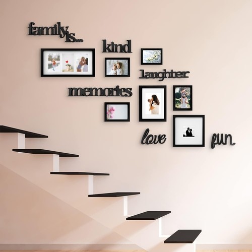 DIY Gallery Wall Decor - 7 Black Rectangular Photo Frames with Easy Mounting - Picture 8 of 11