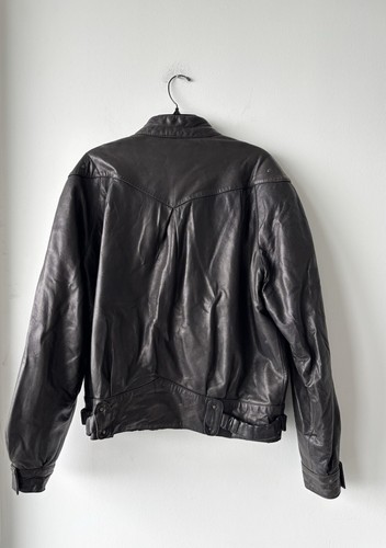 80s Vintage Sergio Valente Leather Bomber Jacket Fighter Pilot Brown Mens 44/XL - Picture 2 of 8