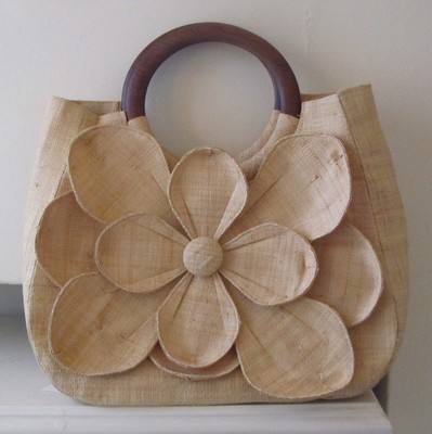 Handbags Collection On Ebay Mar Y Sol Straw Woven Large Flower Purse Wood Handles A Great Summer Bag