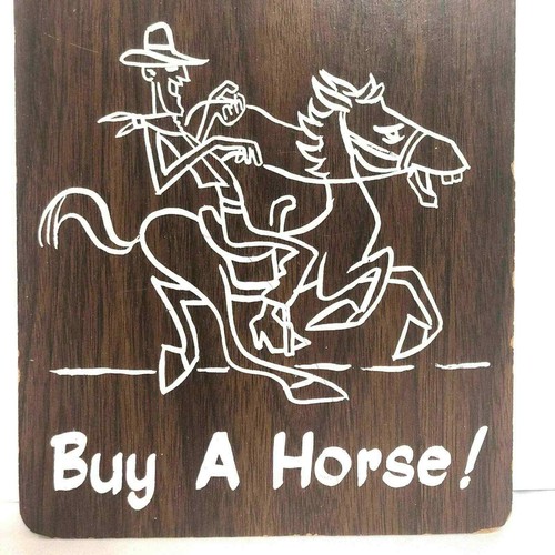 Vintage Western Sign Cowboy Horse Wood Humor 60s Ad Kitsch Wall Plaque Americana - Bild 12 von 12